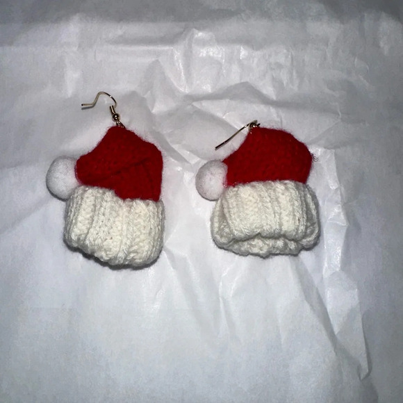 Fashion Handmade Knitted Santa Claus Hat Earrings - Picture 3 of 7